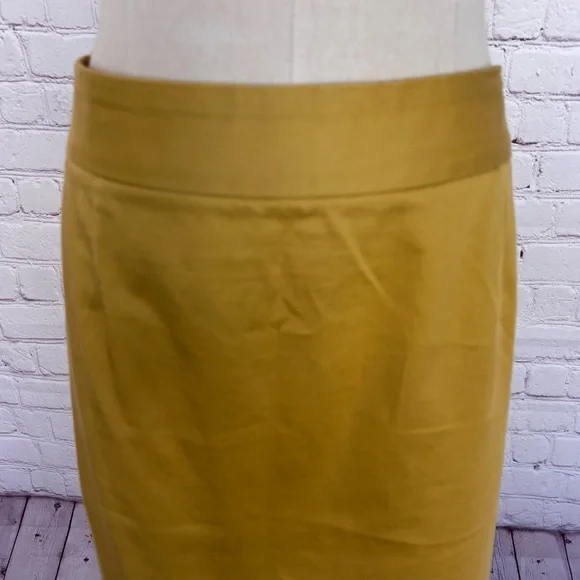 J. CREW Factory Mustard Yellow Knee Length No 2 Pencil Skirt--EUC--12 - Picture 8 of 12
